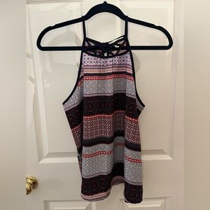 Like New: Tank, High Neck, crisscross near neck, SIZE: Medium, red white & blue